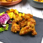 Sticky and Sweet Chicken Wings-Served With Fried Potatoes and Lettuce