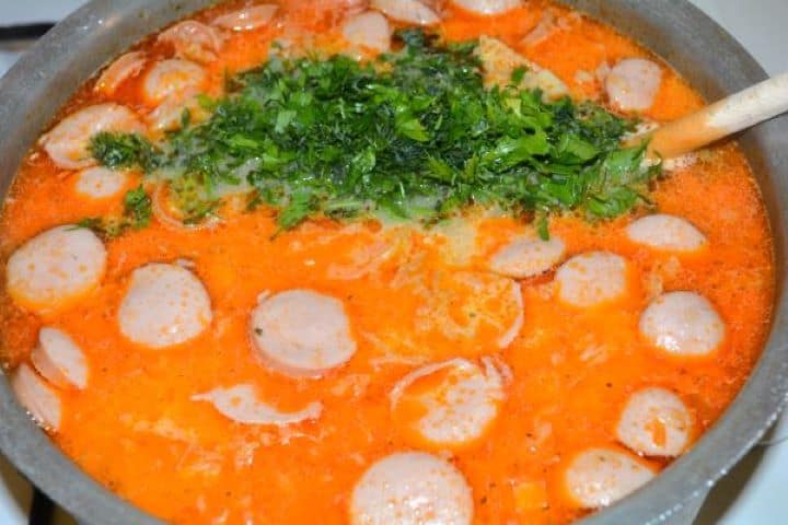 Parsley in Soup Adding Chopped Parsley to the Soup