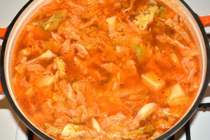 Boiling Soup Boiling Savoy Cabbage Soup in the Pot