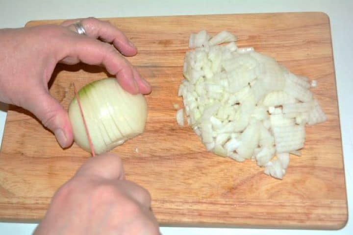 Chopping Onion Chopping Onion on the Cutting Board