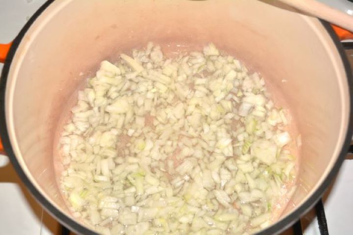 Frying Onion Frying Chopped Onion in the Pot