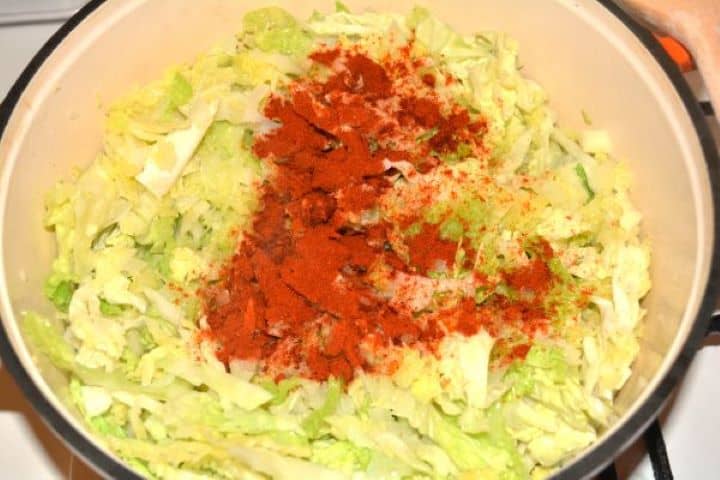 Paprika Cabbage Paprika Seasoned Savoy Cabbage in the Pot