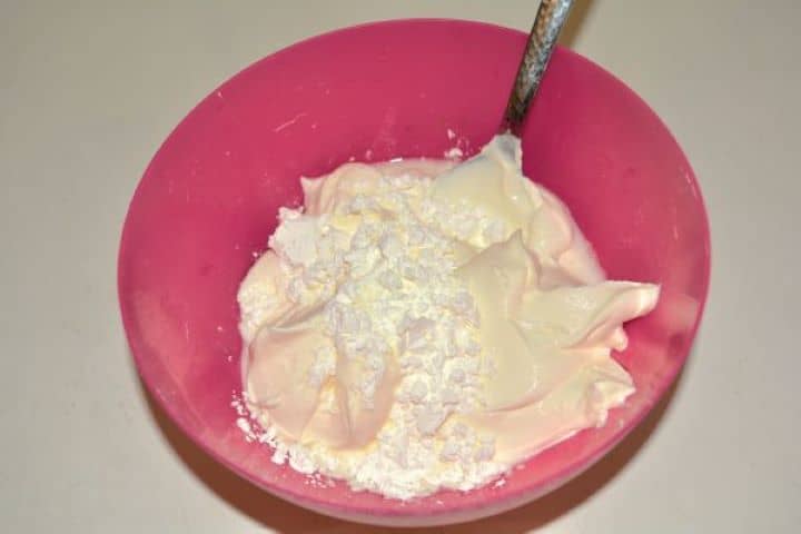 Thickener Sour Cream and Flour in the Bowl