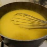 Easy Polenta Recipe-Mixing Polenta in the Sauce Pan