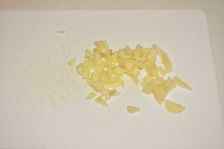 Romaine Lettuce Soup Recipe-Chopped Garlic Chopped Garlic on the Cutting Board
