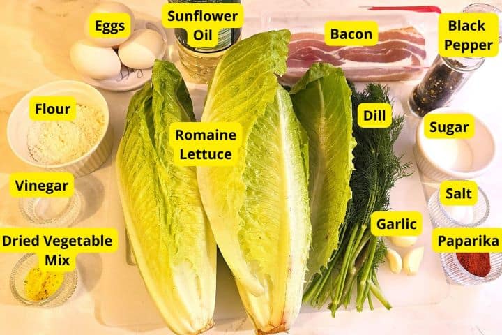 Transylvanian Lettuce Soup Ingredients on the Table