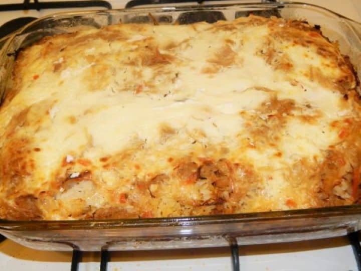Cabbage Casserole Recipe-Ready to Serve in the Baking Dish Cabbage Casserole Ready to Serve
