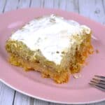 Cabbage Casserole Recipe-Served on Plate With Sour Cream on Top