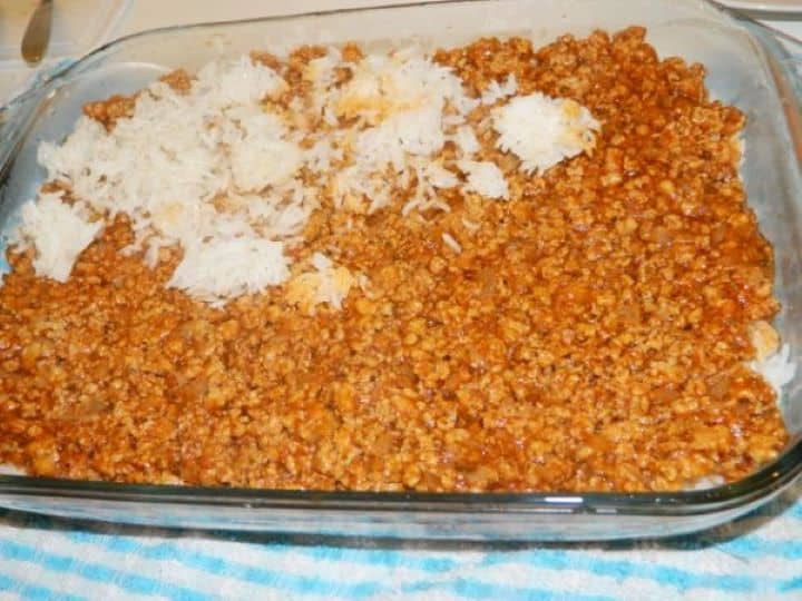 Cabbage Casserole Recipe-Fourth Layer of Rice Again in Baking Dish The Fourth Layer of Rice Again