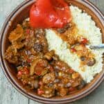 Best Lamb Stew Recipe With Raisins and Couscous-Served in Bowl