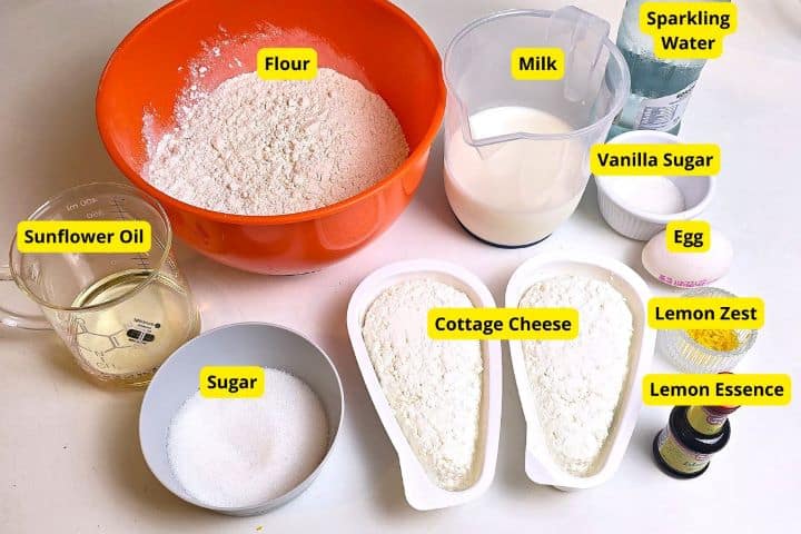Cottage Cheese Filled Crepes Ingredients on the Table