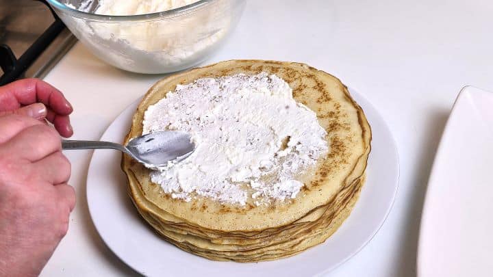 Spread the Cheese Filling Over the Crepe