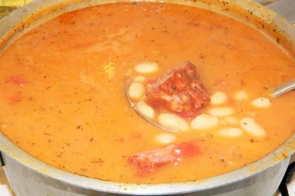 White Bean Soup With Smoked Ribs-Ready to Serve in the Pot