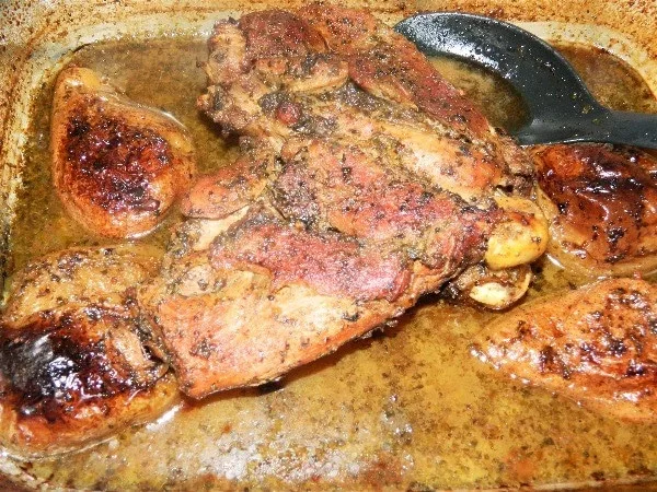 Oven Roasted Turkey Thighs Recipe-In Baking Dish Ready to Serve