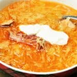 Sauerkraut Sausage Soup Recipe-Served in Bowl