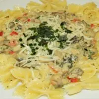 Creamy Mushrooms Pasta Recipe-Served On Plate With Pasta