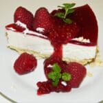 Raspberry Cheesecake Recipe-Served on Plate