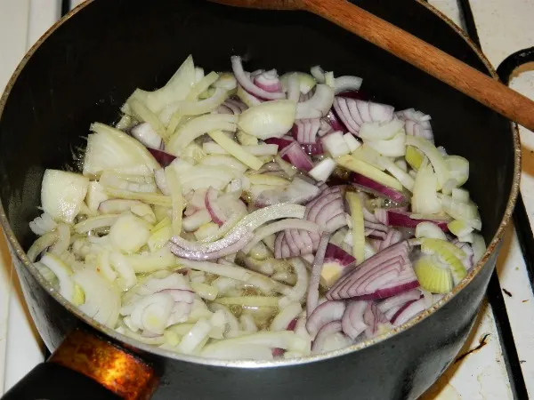 Best Vegetable Stew Recipe-Frying onions.