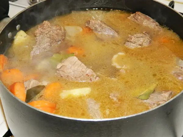 Hungarian Hunter's Stew Recipe-Boiling the Vegetables and the Meat