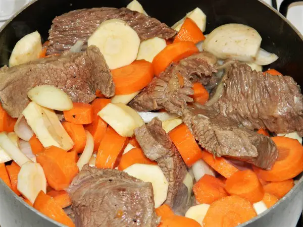 Hungarian Hunter's Stew Recipe-Vegetables on the Frying Meat
