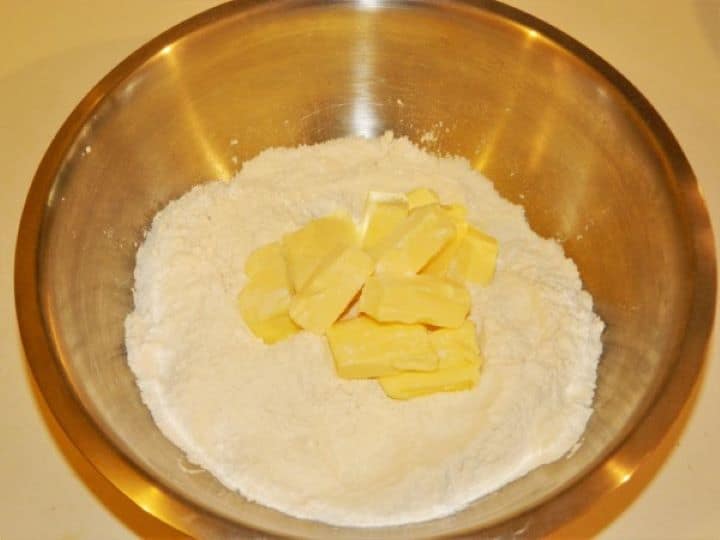 Cold Butter Cubes in Wheat Flour