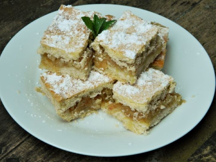 Hungarian Apple Cake Squares Served on the Plate