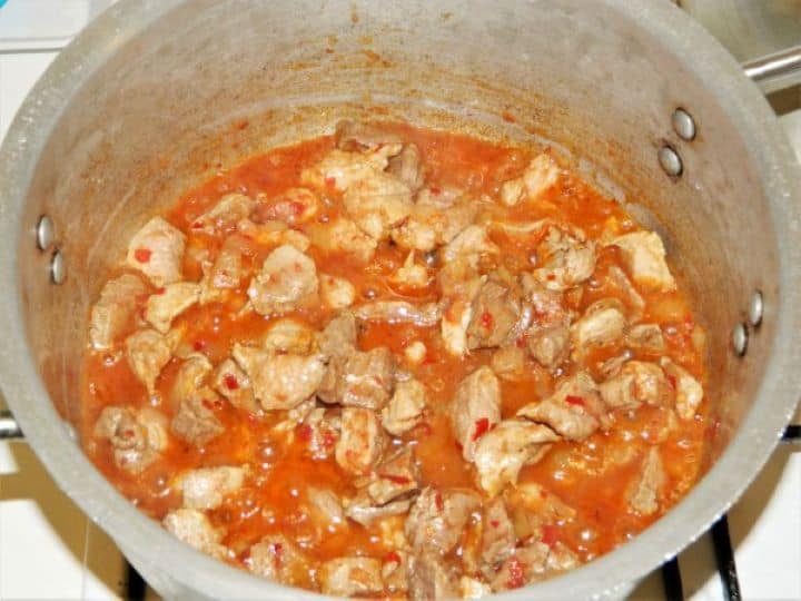 Sauteing Pork Meat in the Pot