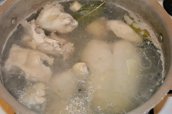 Best Creamy Chicken Soup Recipe-Boiling Chicken in the Soup Pot 