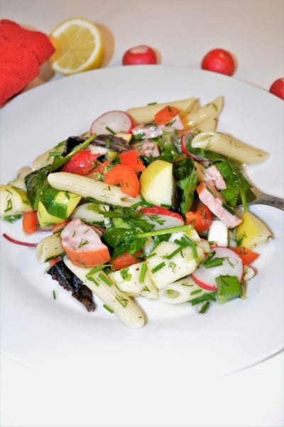 Easy Cold Pasta Salad Recipe-Served on the Plate