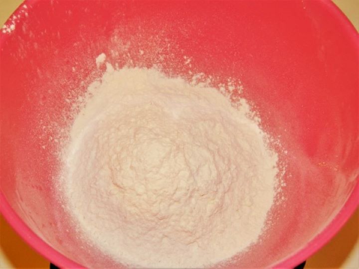 Best Sweet Cornbread Recipe in a World-Wheat Flour Plain white wheat flour and a sachet of baking powder.