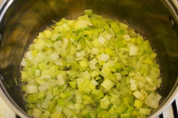 Best Turkey Stew Recipe-Frying Chopped Leak Frying Chopped Leek in the Pot