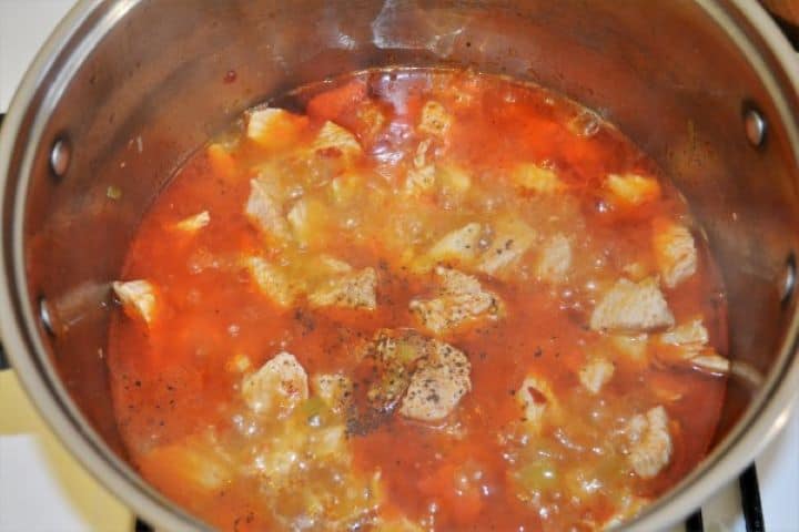 Best Turkey Stew Recipe-Seasoning the Stew With Ground Pepper Seasoning the Turkey Stew With Ground Pepper in the Pot