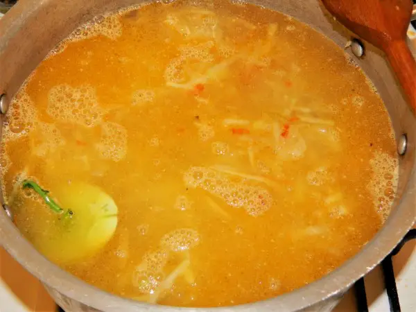 Creamy Kohlrabi Soup Recipe-Pour Water on Fried Kohlrabi and Onion