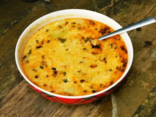 Creamy Kohlrabi Soup Recipe-Served in the Bowl