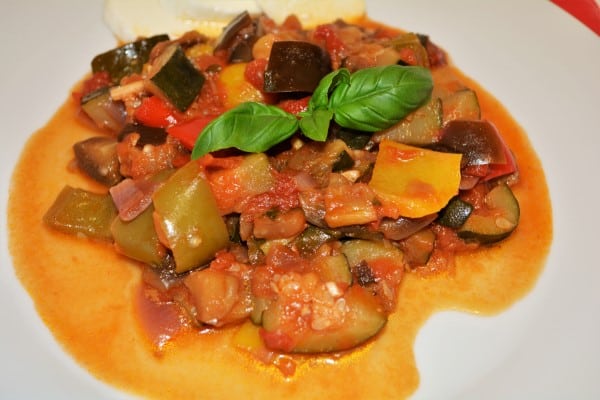 World Best Ratatouille Recipe-Served on Plate With Mozzarella