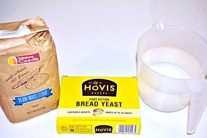 Homemade Fried Dough Recipe-Plain Flour, Yeast and Water Plain Flour, Yeast and Water on the Table