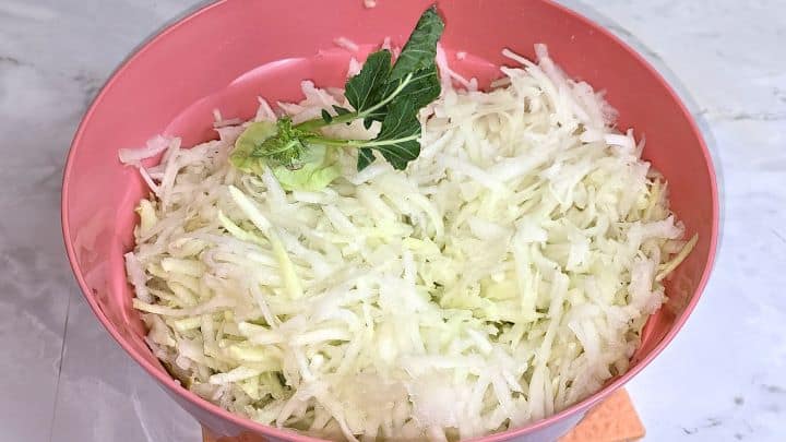 Grated Kohlrabi in the Bowl