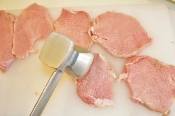 Fried Breaded Pork Chops Recipe-Pounding the Meat With a Meat Mallet