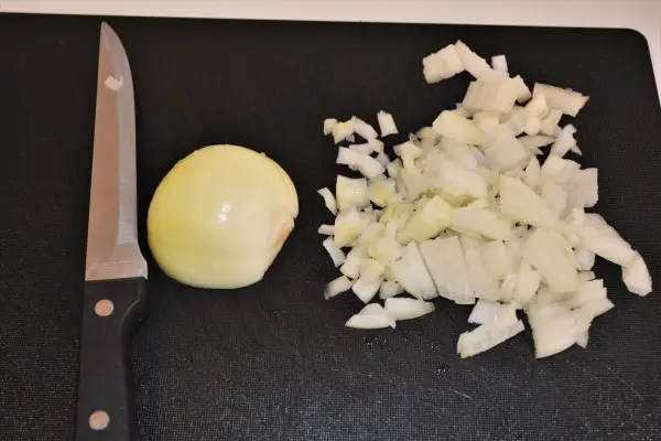 Simple Pork Tenderloin Stew Recipe-Chopping Onion