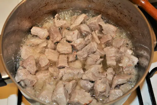 Simple Pork Tenderloin Stew Recipe-Fried Tenderloin Cut in Cubes