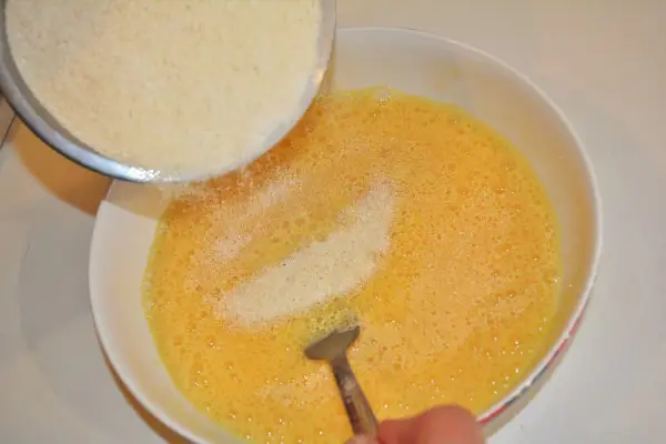 World Best Turkey Soup Recipe-Add Semolina to Beaten Eggs in the Bowl