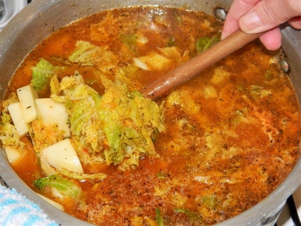 Frankfurter Soup With Savoy Cabbage and Potatoes 7 Frankfurter Soup With Savoy Cabbage-Boiling Soup