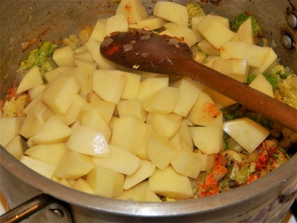 Frankfurter Soup With Savoy Cabbage and Potatoes 6 Frankfurter Soup With Savoy Cabbage-Potatoes on the Frying Cabbage