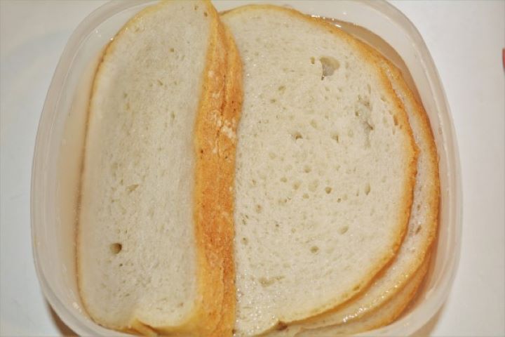 Soaking Four Slices of Bread in Water