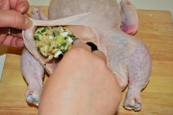 Baked Stuffed Whole Chicken Recipe-Filling the Chicken With Stuffing