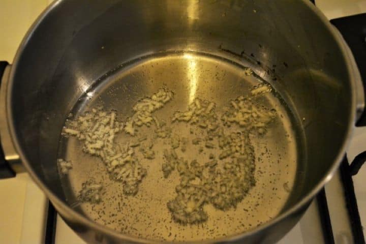 Frying Chopped Garlic in the Pot