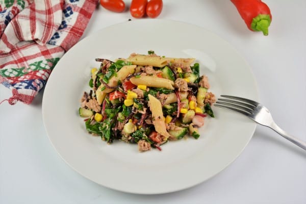 Simple Tuna And Pasta Salad Recipe - Served on Plate
