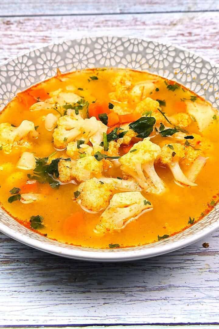 Authentic Transylvanian Cauliflower Soup Served in Bowl