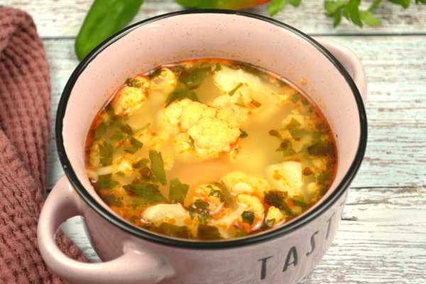 Healthy Cauliflower Soup-Served in a Small Pot
