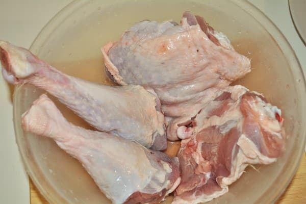 Oven Baked Turkey Legs Recipe-Two Turkey Legs Cut in Two